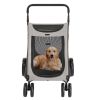 Dog Stroller for Medium to Large Dogs, Foldable Dog Wagon with 4 Wheels, Adjustable Handle, Bid Dog Jogger Stroller, Grey