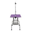 42" Folding Dog Pet Grooming Table Stainless Steel Frame Rubber Mat on Board with Adjustable Arm and Clamps pet dog Cat Grooming Table (PURPLE COLOR)