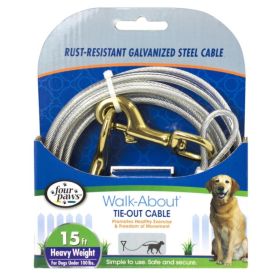 Four Paws Dog Tie Out Cable Heavy Weight (Option: 15' Long Cable)