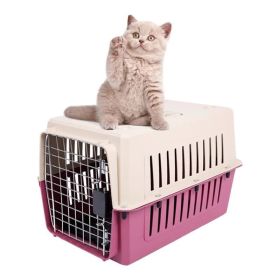 Portable Pet Box Cat & Dog Carrier Cage with Chrome Door (Color: Red)